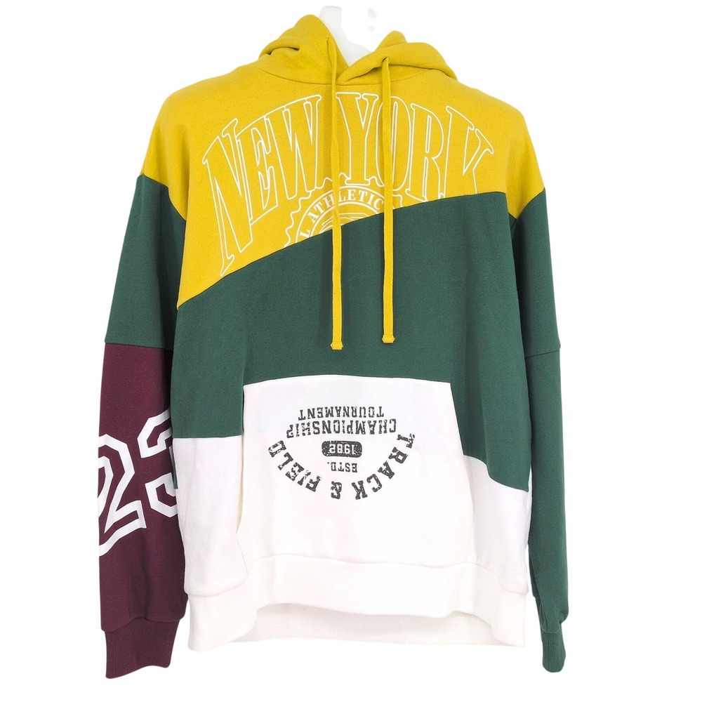 Urban Nation Colorblock New York Graphic Hoodie Streetwear Skate Athletic XLarge